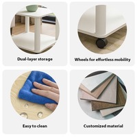 Mesa Auxiliar Móvil Blanca de Dos Niveles Personalizada de Fábrica con Ruedas, Mesa Auxiliar Rodante para Sofá, Estante de Almacenamiento para Sala de Estar y Dormitorio