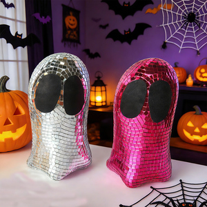 Boule disco d'Halloween, fantôme, décoration de fantôme effrayante et lumineuse pour fête dans une maison hantée, décoration effrayante en vert, argent, violet - Product Image 3