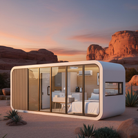 Cabine modulaire haut de gamme Apple avec isolation thermique et design intérieur luxueux pour utilisation en glamping, resort et séjour chez l'habitant
