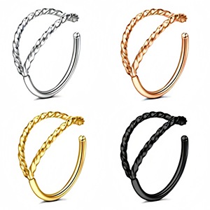 Twisted Stainless Steel <b>Nose</b> <b>Rings</b> In <b>Silver</b> Gold Rose Gold Black For Everyday Wear - Product Image 1