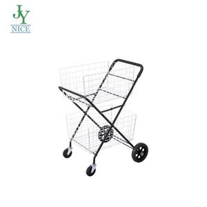 Chariot de courses pliable grande capacité <span class=keywords><strong>avec</strong></span> <span class=keywords><strong>roues</strong></span> pivotantes pour la maison, chariot de courses en fer et chariot léger - Product Image 4