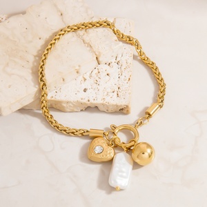 High-End 18k Gold Plated Stainless Steel Women's Jewelry <b>Charm</b> Bracelet Pendant Accessory Color-Preserving Trendy Anniversary - Product Image 2