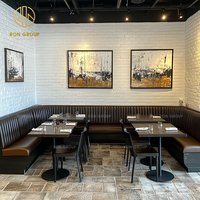Table et chaises carrées en pierre ensembles de meubles de restaurant en cuir contemporain canapé-cabine café