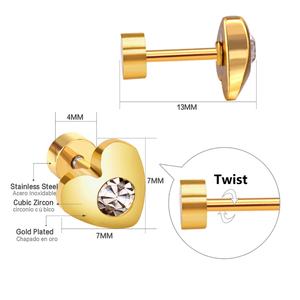 Boucles d'oreilles clous émaillées pour enfants, personnalisées, en acier inoxydable, hypoallergéniques, plaquées or 18 carats, sans nickel, vente en gros - Product Image 2