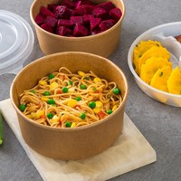 Boîte à lunch jetable résistante à la chaleur, épaissie, biodégradable, bol à salade, emballage à emporter avec couvercle