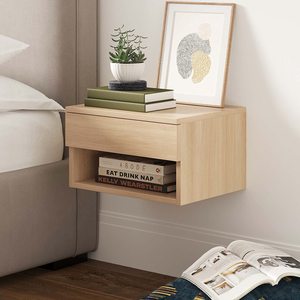 Table de chevet moderne 1 pièce High-Tech Table de chevet de rangement à tiroir mural Table de chevet bon marché petite flottante autour du côté du lit en bois - Product Image 3