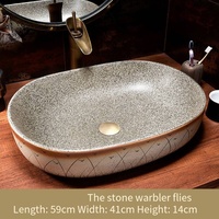 Jingdezhen Cerámica Arte Oem & Odm Hotel Moderno Fregadero Lavabo Setaria Patrón Forma ovalada Fregaderos de baño para la venta