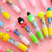 Stylo bille fantaisie mini quatre couleurs adorable, design animalier mignon en plastique, 0,7 mm, pour étudiants