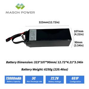 Batería de Paquete Flexible de Alta Capacidad y Larga Duración 22.2V 6S1P 73000mAh 3C NMC para Drones Industriales de Mapeo y Topografía MAS-Li - Product Image 1