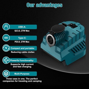 Adaptador de Corriente para Batería de 18V a 12V con Encendedor de Cigarrillos para Auto, 240W de Potencia para Dispositivos de Vehículo, <span class=keywords><strong>USB</strong></span>/Tipo-C - Product Image 3