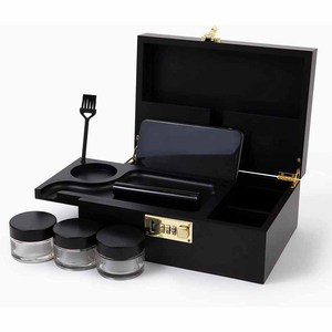 Custom color Painted Bamboo Wholesale Custom Organizer Storage Box Smell Proof Jar Wooden Bamboo Stash Box Set with Rolling Tray