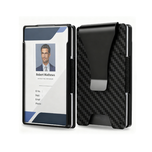 2026 New Trend Custom Logo RFID Blocking Aluminum Alloy Credit Card Holder ID Window Minimalist Metal Money Clip Wallet