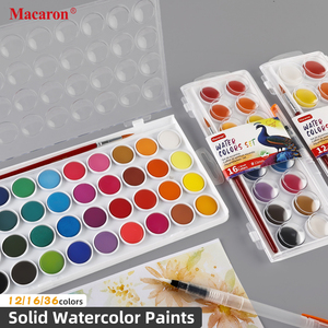 Ensemble de peintures à l'eau Macaron de 12/16/36 couleurs, peintures pigmentées pour papier et toile, pour étudiants - Product Image 2