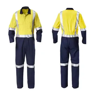 NFPA2112 Oil Station Safety Fire Retardant Clothing Hi Vis Reflective Taped Twill Cotton FR Workwear Flame Resistant Coverall
