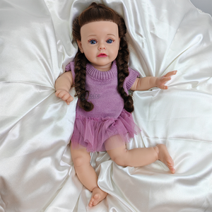<span class=keywords><strong>50</strong></span> <span class=keywords><strong>CM</strong></span> 20 pouces réaliste plein Silicone corps brun <span class=keywords><strong>cheveux</strong></span> longs réaliste Reborn bébé fille poupée jouet princesse enfant en bas âge bébé - Product Image 2