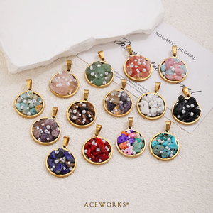 จี้โมเสกอัญมณีสำหรับเด็ก |   สแตนเลสสตีลชุบทอง 18K PVD ประดับด้วยหินธรรมชาติและไข่มุก |   กันน้ำ ป้องกันอาการแพ้ - Product Image 4