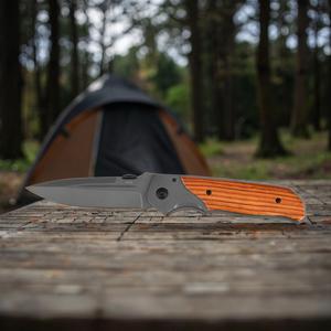 Coltello Tascabile BR DA30 di Alta Qualità per Autodifesa, Lama in Acciaio, Coltello Pieghevole <span class=keywords><strong>da</strong></span> Campeggio con Manico in Legno - Product Image 1
