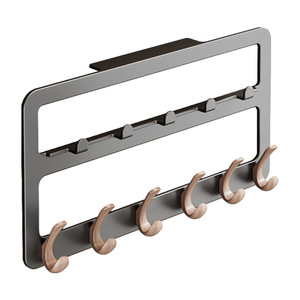 <b>Wall</b> Mounted Coat <b>Rack</b> With Wooden <b>Hooks</b> Heavy Duty Door Back Type Minimalist Clothing Organizer Rectangle Shape - Product Image 5