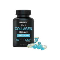 Lifeworth Vitamine C Premium Santé Multi Collagène Peptides Capsules Molles Éclaircissement de la Peau 60 Capsules/Flacon Compléments Alimentaires pour