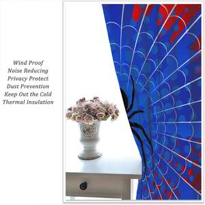 <strong>Superhero</strong> Spider Web <strong>Curtains</strong> Blue Red Window Treatments Kids Boy Bedroom Office Study Spider Print Window Drapes 2 Panel - Product Image 3