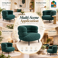 Fauteuil d'appoint moderne en tissu bouclé, fauteuil bas de gamme bleu ardoise pour salon, style américain et européen