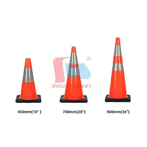 700mm(28 ") autoroute PVC Barricade avertissement route Orange Construction contrôle du trafic cône de sécurité routière avec bande réfléchissante