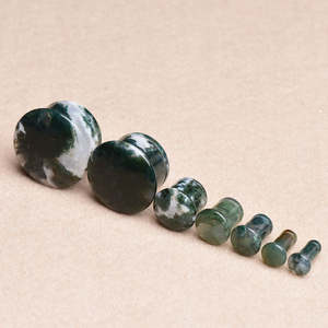 بالجملة أفضل جودة جميلة حجر طبيعي طحلب عقيق شمعة مضيئة واحدة مع أخدود الجسم المجوهرات سدادات الأذن سدادات الأذن ثقب - Product Image 2