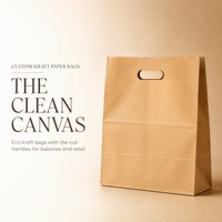 Sacs en papier kraft personnalisés avec poignée découpée, sacs de transport pour la vente à emporter et l'emballage de détail