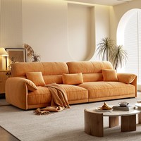 Muebles de Oficina y Sala de Estar al por Mayor, Diseño Simple y Elegante, Sofá Modular en Forma de L de Cuero Crema Moderno, Cómodo, con Tapicería de Tela