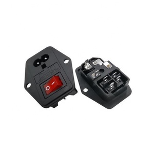 퓨즈 보호 온/오프 스위치 및 4.8mm 빠른 연결 단자 나사 마운트 2.5A 250VAC 가 있는 3-in-1 AC 전원 소켓 HC-88-F5B - Product Image 1