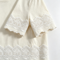 En stock – Dentelle en coton peigné 100 % blanc de 5,3 cm, motif cœur, broderie ajourée, bord festonné pour vêtements d'enfants, couture DIY et artisanat
