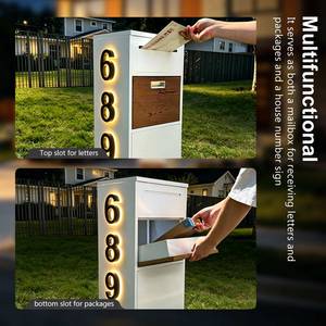 <span class=keywords><strong>Cassetta</strong></span> <span class=keywords><strong>Postale</strong></span> Personalizzata in Metallo di Grande Capacità, Stile Moderno, con Pannello Solare per Insegna da Porta - Product Image 6