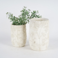 Pot de fleurs en ciment blanc vintage, écologique, fait à la main, pour succulentes, pour la maison, le bureau, l'hôtel, le dessus de table, le bureau, le jardin, le balcon - Carton