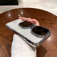 360 étui de téléphone protecteur complet couleur unie sac de téléphone portable en TPU avec étui à lunettes de soleil électrolytique