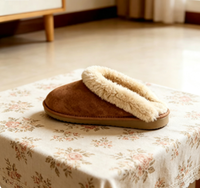Pantoufles en peau de mouton véritable, fourrure d'agneau naturelle, pantoufles d'hiver chaudes pour l'intérieur, chaussures douces en laine pour la maison