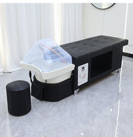 Table de massage capillaire style thaïlandais avec lavabo intégré, table de traitement du cuir chevelu, mobilier de salon électrique pour centre de soins capillaires OEM