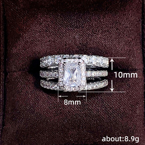 Set di Tre Anelli Geometrici a Cerchi Multipli per Donne, Regalo di San Valentino o Matrimonio, Gioielli - Product Image 3