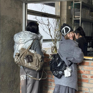 Borsetta a Spalla <span class=keywords><strong>Vintage</strong></span> Y2K Foderata in Poliestere con Cerniera, Tasche Interne in <span class=keywords><strong>Ecopelle</strong></span> PU, Coulisse Decorativa e Ciondolo a Cuore - Product Image 2