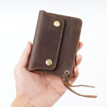 Tarjetero Simple de Cuero Vacuno de Primera Capa, Cartera Corta de Cuero Genuino Hecha a Mano, Estilo Vintage, Bolsa para Guardar Tarjetas de Visita de Cuero Crazy Horse - Product Image 4