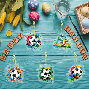 Songwoo Kit de porte-clés d'art diamanté 5D DIY, motif baskets de football colorées, pendentif à strass complets, peinture diamantée sportive - Product Image 4