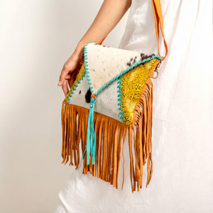 Bolso de Hombro de Cuero Genuino con Flecos y Borlas, Diseño Vintage Japonés, Color Turquesa, para Mujer, Marca LW, Éxito de Ventas de Verano - Product Image 1
