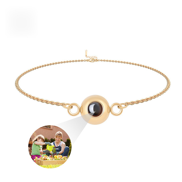 Simple Style Stainless Steel Projection Photo BraceletI love You Crystal Custom Photo Hidden Camera Bracelet for Unisex