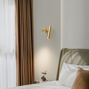 All-Copper Nordic Minimalist LED Reading <b>Wall</b> Lamp Eye-Protection Rotating <b>Bedside</b> <b>Light</b> for Living Room Hotel Home Bedroom - Product Image 1