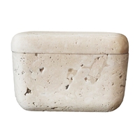 Stonekocc Wabi-Sabi boîte en marbre naturel avec couvercle travertin pierre Table de chevet coiffeuse boîte pour écouteurs décoration de la maison