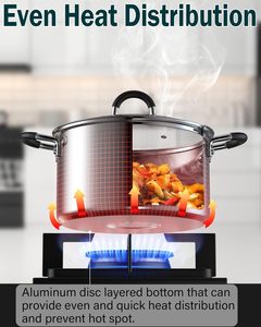Nouvel <span class=keywords><strong>ensemble</strong></span> de cuisson au gaz moderne haut de gamme pour la maison, batterie de cuisine antiadhésive en acier inoxydable avec couvercles en verre, ustensiles de cuisine personnalisables avec logo, 10 pièces MOQ - Product Image 4
