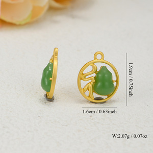 Pendentifs Thème Printemps 2024 : Pendentif Gourde en Alliage Imitation Jade Hetian avec Émail Motif Nuage Auspicieux – Idéal Cadeau - Product Image 3