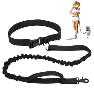 Pet Running Leash Nylon <b>Elastic</b> Dog Walking <b>Belt</b> For Jogging Fitness Training Black - Product Image 1