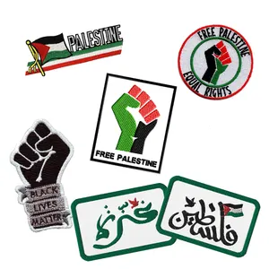 Free Design Custom Palestine Flag Embroidery Patches Palestine Patch For Clothes Bag& Hat
