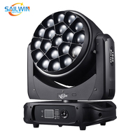 SAILWIN 19X40W Bee Eye RGBW Zoom Moving Head Wash Light DMX512 LED Lyre Beam Disco Luces DJ Mobile Stage Effect for Wedding