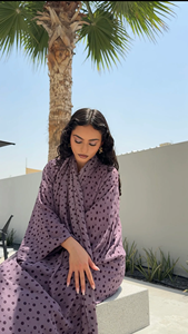 Comfortable Chiffon Cardigan with Matching Hijab Dubai kimono maxi dress <b>print</b> Polka Dot Abaya - Product Image 3